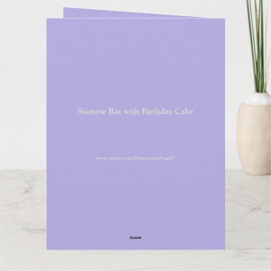 Siamese Rat met Birthday Cake Custom Kaart (Achterkant)