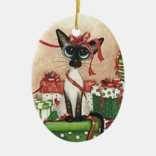 Siamese Red Ribbon Keramisch Ornament