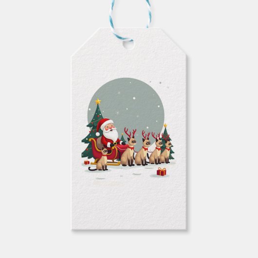 Siamese Reindeer Christmas Siamese Cat Lover Gifts Cadeaulabel (Voorkant)
