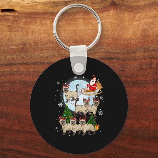 Siamese Reindeer Christmas Siamese Cat Lover Men W Sleutelhanger (Voorkant)