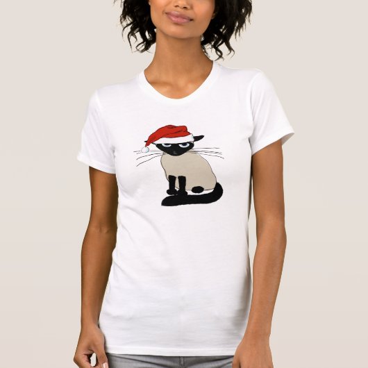 Siamese Sinterklaas - Grappige Kerst Kitty Kat T-shirt (Voorkant)