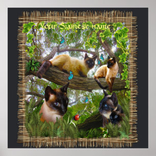Siamese Sophie onze kat in haar tuin Poster