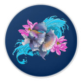 Siamese vechtende vis bloemigen keramische knop (Voorkant)