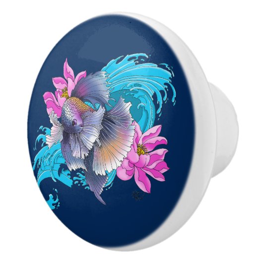 Siamese vechtende vis bloemigen keramische knop (Rechts)