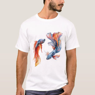 Siamese Vechtende Vissen, Tweeling, Waterverf, Muu T-shirt