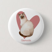 Siamese Waterverf Kat roze hartslag Ronde Button 5,7 Cm (Voorkant)