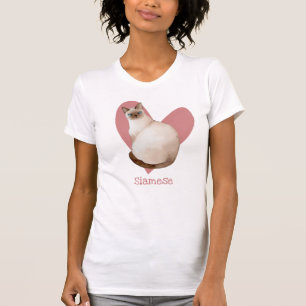 Siamese Waterverf Kat roze hartslag T-shirt