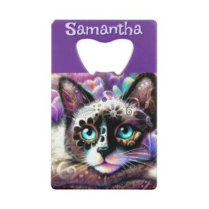 Siamese White Kitty Chat Crocus Floral Personnalis