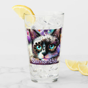 Siamese Witte Kitty Cat Crocus Bloemen Gepersonali Glas
