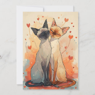 Siamezen katten Valentijnsdag Feestdagenkaart