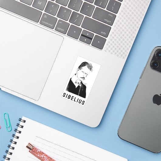 Sibelius: schets van Albert Engström (1904) Sticker (Laptop met iPhone)