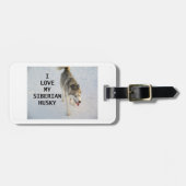 siberiaanse husky grijs en witte liefde met pic bagagelabel (Voorkant horizontaal)