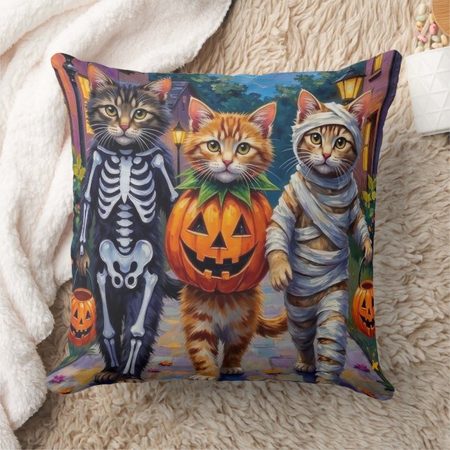 Siberian Cats Trick-or-Treating Halloween Costumes Kussen (Deken)