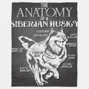 Siberian Husky Anatomy Artful Husky Dog Fleece Deken