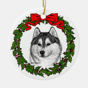 Siberian Husky Art van Glenda S. Harlan Keramisch Ornament