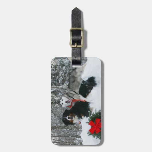 Siberian Husky Berneses Mountain Dog Bagagelabels (Voorkant verticaal)