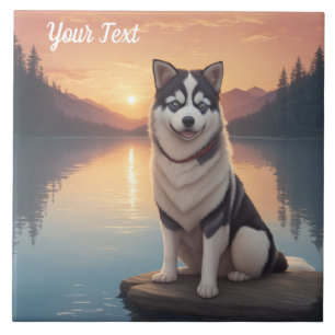Siberian Husky bij het meer Tegeltje