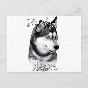 Siberian Husky (blk) mam 2 Briefkaart