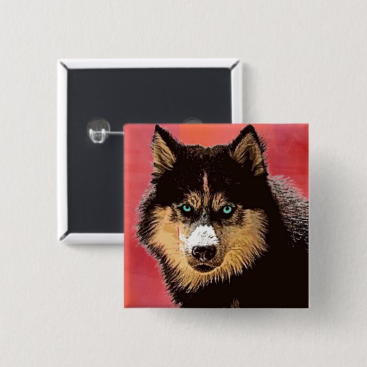 Siberian Husky Button (Voorkant /achterkant)