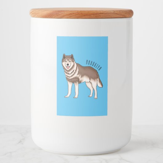 Siberian husky cartoon illustration voedselcontainer etiket (Voorkant)