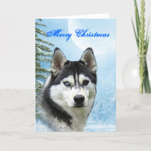 Siberian Husky Christmas Card Feestdagen Kaart