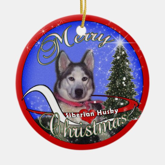 Siberian Husky CHRISTMAS ORNAMENT (Voorkant)
