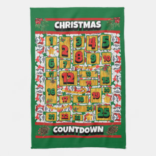 Siberian Husky Countdown Kerst Advent Kalendar Theedoek