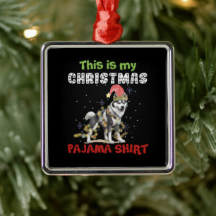 Siberian Husky Dit is mijn kerstpajama-programma Metalen Ornament