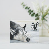 Siberian Husky Dog Art Briefkaart (Staand voorkant)