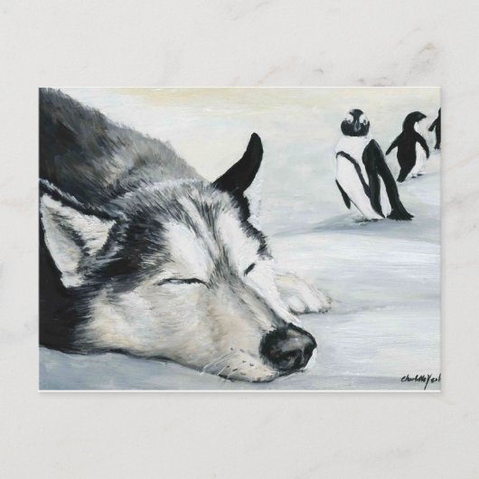 Siberian Husky Dog Art Briefkaart (Voorkant)