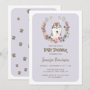 Siberian Husky Dog Baby shower Kaart