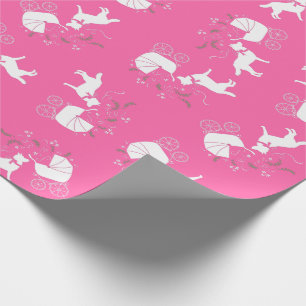 Siberian Husky Dog Baby shower Puppy Pink Girl Cadeaupapier