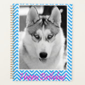 Siberian Husky Dog Blue Happy Birthday Planner (Voorkant)