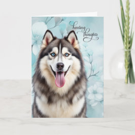 Siberian Husky Dog Botanical Blooms Get Well Kaart