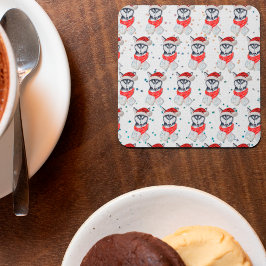 Siberian Husky Dog Breed Christmas Stars Vierkante Kartonnen Onderzetter