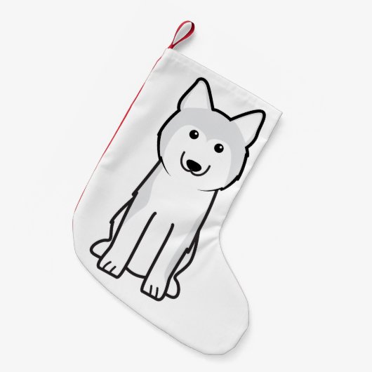 Siberian Husky Dog Cartoon Kleine Kerstsok (Voorkant (Hangend))