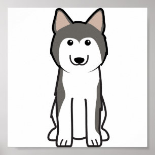 Siberian Husky Dog Cartoon Poster