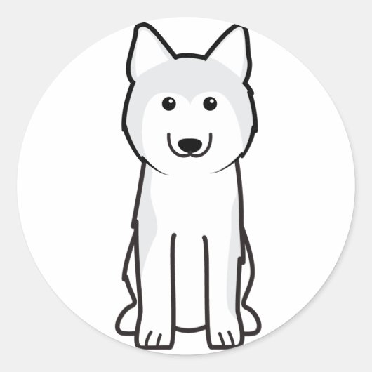 Siberian Husky Dog Cartoon Ronde Sticker (Voorkant)