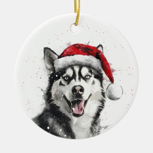 Siberian Husky Dog Christmas Personalized Keramisch Ornament (Voorkant)