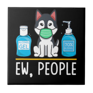 Siberian Husky Dog Face Mask en Hand Wash Tegeltje