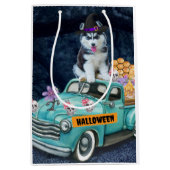 Siberian Husky Dog Halloween Truck Scary Night Medium Cadeauzakje (Voorkant)