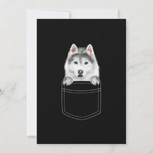 Siberian Husky Dog in Pocket Funny Dog Lover Gift Bedankkaart