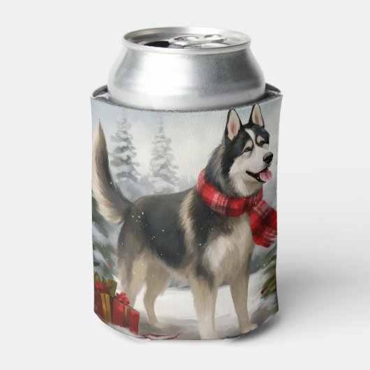 Siberian Husky Dog in sneeuwkerst Blikjeskoeler (Blikje Voorkant)