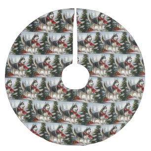 Siberian Husky Dog in sneeuwkerst Kerstboom Rok