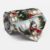 Siberian Husky Dog in sneeuwkerst Stropdas (Opgerold)