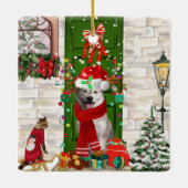 Siberian Husky Dog Kerstmis Keramisch Ornament (Achterkant)
