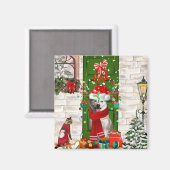 Siberian Husky Dog Kerstmis Magneet (Voorkant / Achterkant)