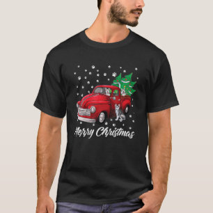 Siberian Husky Dog Kerstmis Red Truck Merry Xmas T-shirt