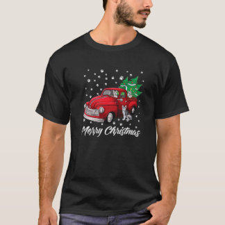 Siberian Husky Dog Kerstmis Red Truck Merry Xmas T-shirt