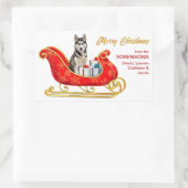 Siberian Husky Dog kerstsmaakje Rechthoekige Sticker (Tas)